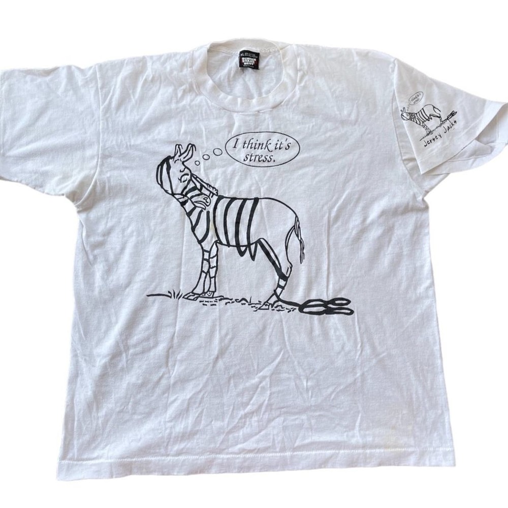 Vintage Screen Stars Best T Shirt Stress Humor Zebra Stripes Single Stitch Sz XL